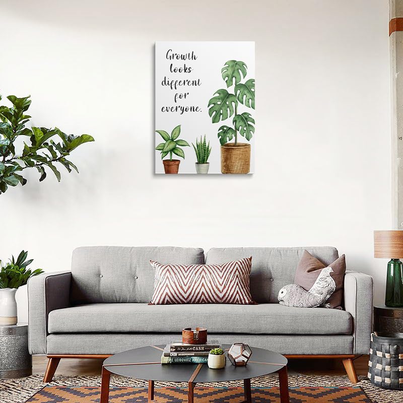 Mental Health Greenery Mindset Canvas Wall Art Prints (Flower02 / 12"L x 16"W)