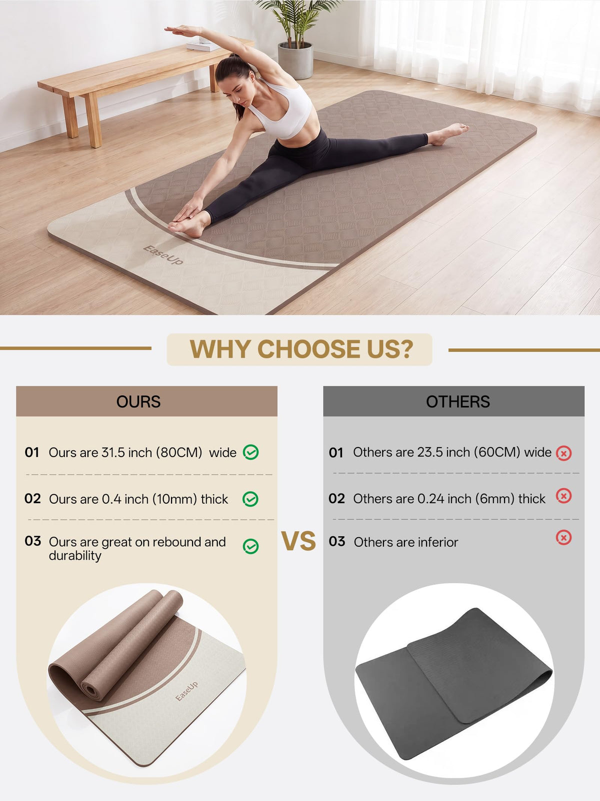 10mm Thick Yoga Mat (brown)