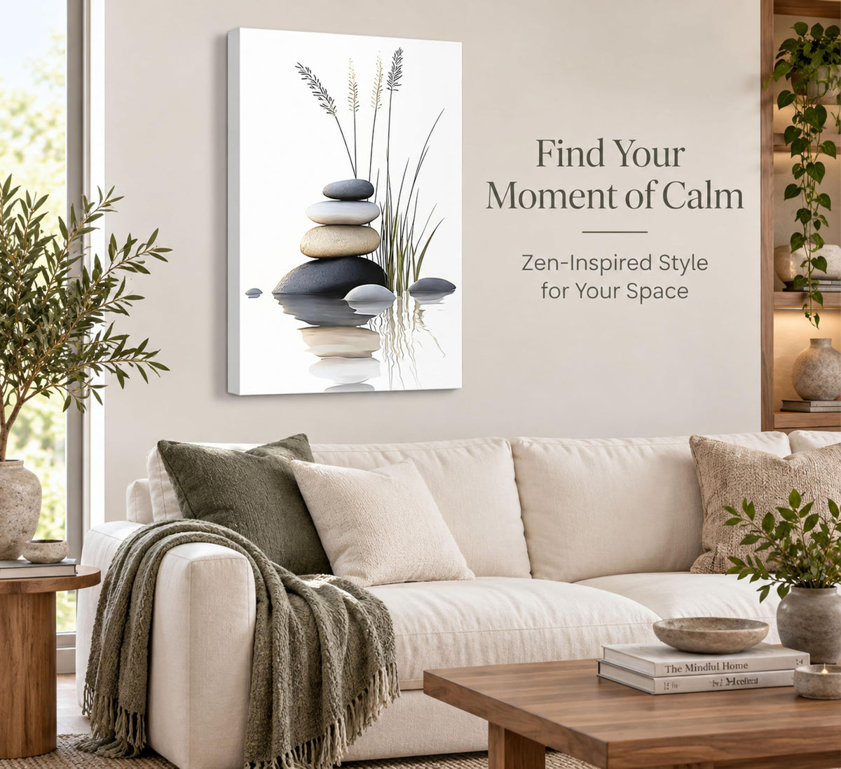 Zen Stone Canvas Wall Art 12x16in (Zen Stone-Canvas / 16"L x 12"W)