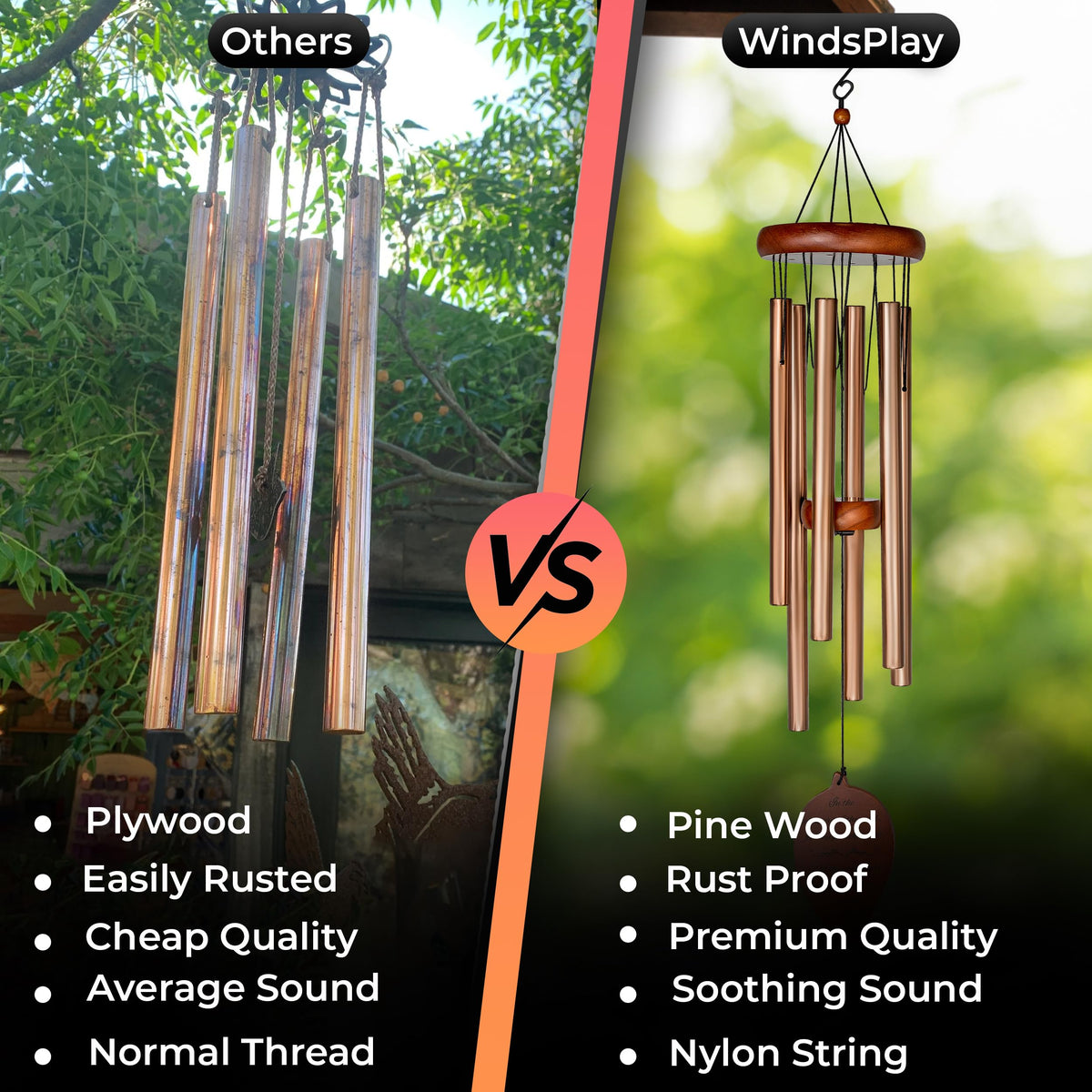 Best Memorial Wind Chimes for Outside (Rose Gold)