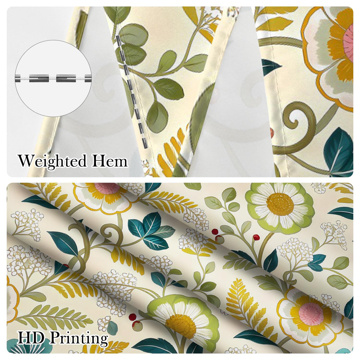 Boho Floral Shower Curtain 72x72 Inch (Boho Floral / 72"W x 72"L (Pack of 1))