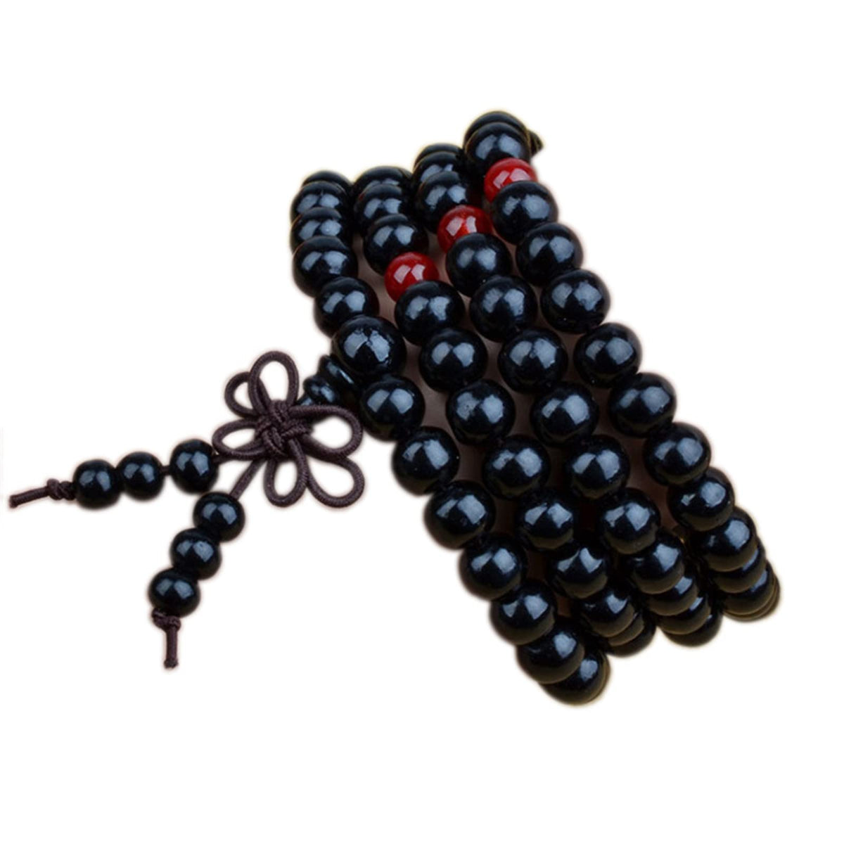 108 Mala Wooden Beads Bracelet Necklace Elastic Healing Wood Sandalwood Seed Buddhist Bracelet for Women Men Buddha Prayer Meditation Jewelry (C 1pc 8mm black)