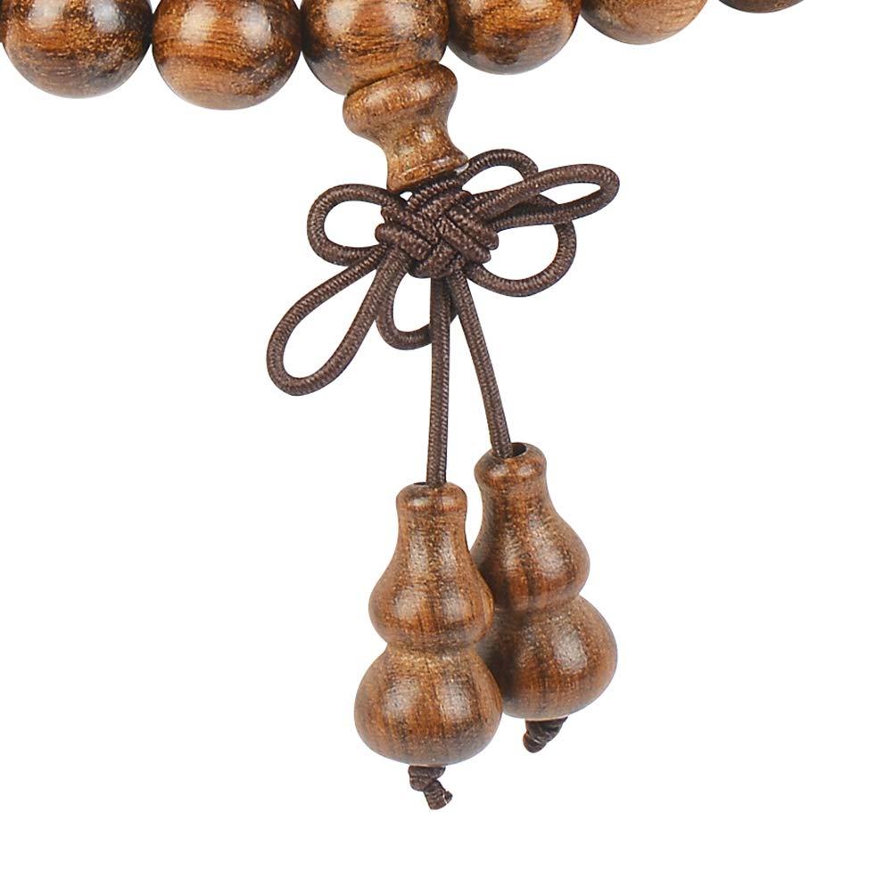 mala beads bracelet 108 8mm Beaded Necklace sandalwood elastic (Gourd - 8mm Rosewood)