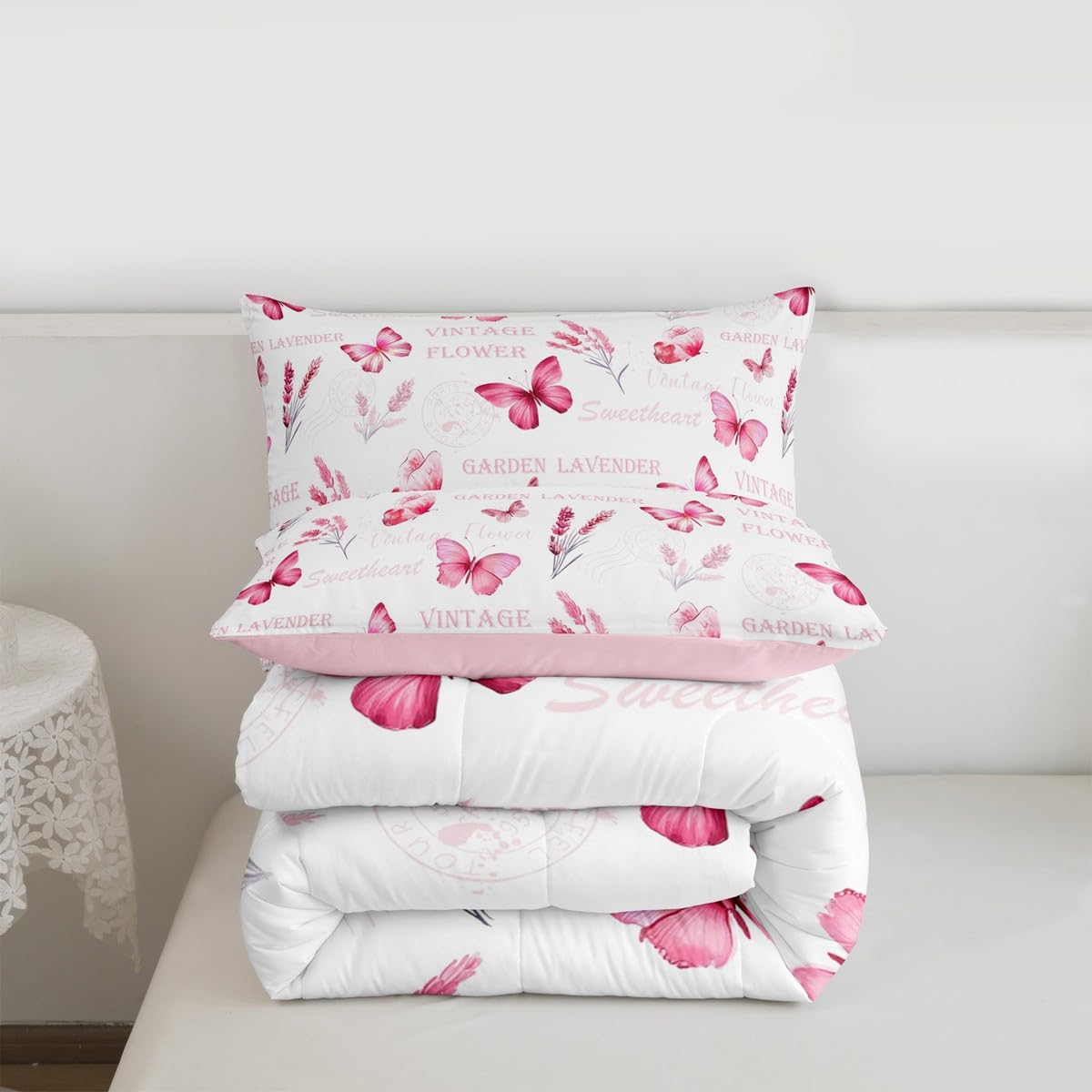 Girls Butterfly Bedding Set Queen Size 3 Pcs for Boys Girls (Multi 818 / Queen)
