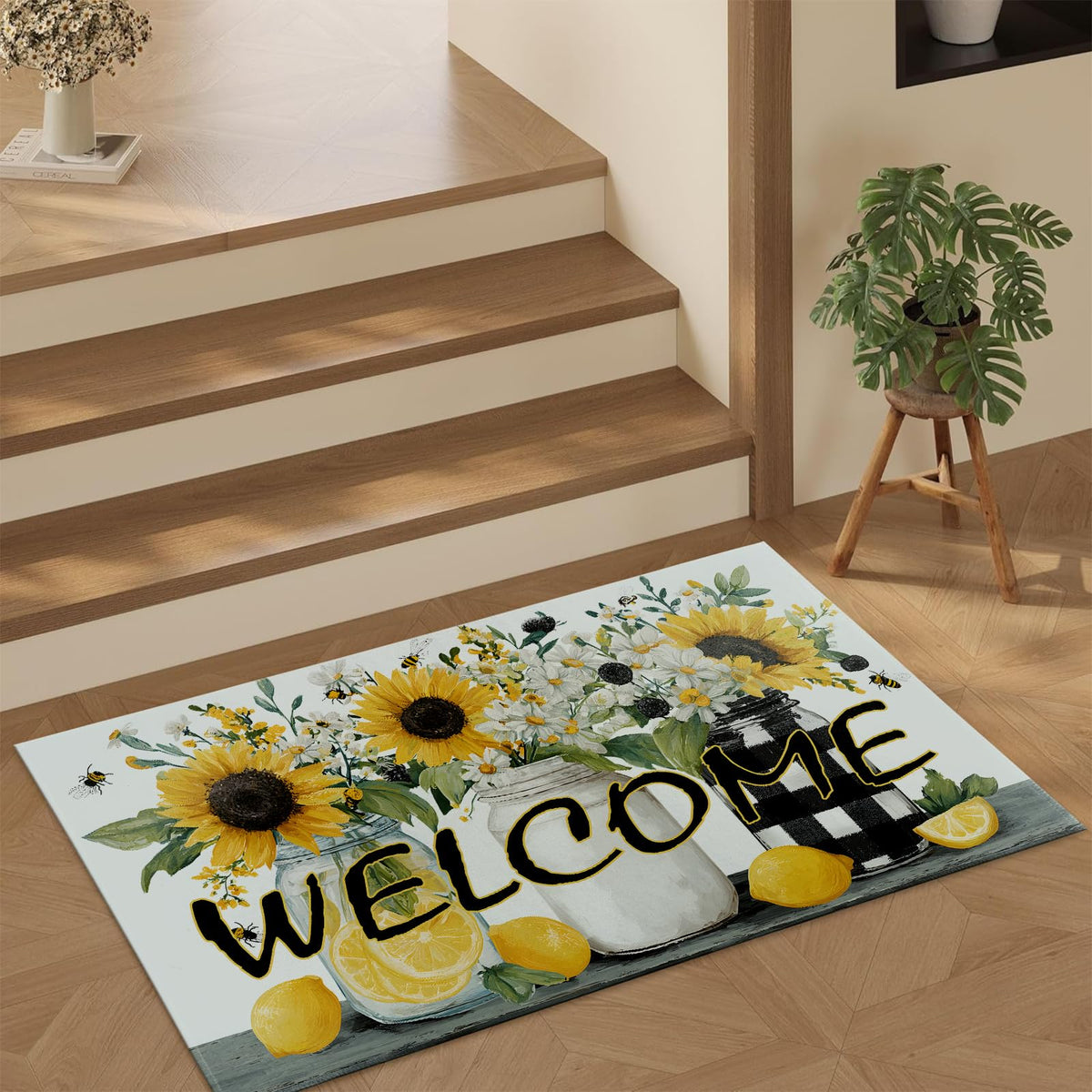 Sunflower Daisy Door Mat Indoor 17x29.5 Inch Non Woven Entryway Area Rug (Sunflower 01)