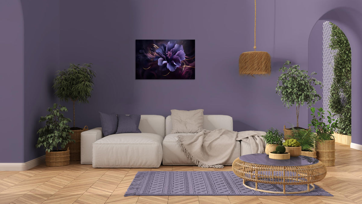 1 Panel Purple Wall Canvas Purple Canvas Pictures Abstract Plum Color Flower Print on Canvas Abstract Flower Wall Art for Bedroom Home Decor Living Room Stretched and Framed 30x40inch (40"L x 30"W / Purple Flower 8)