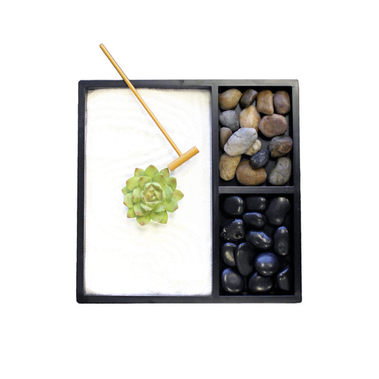 Mini Zen Garden Kit for Desk with Rake (9 inches)