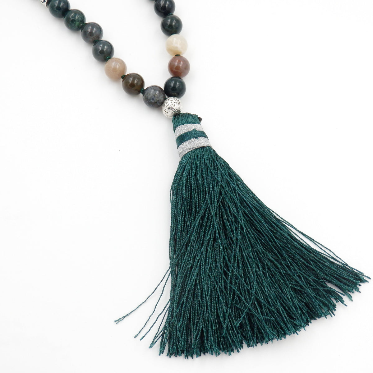 mala beads necklace for women man (Indian agate)