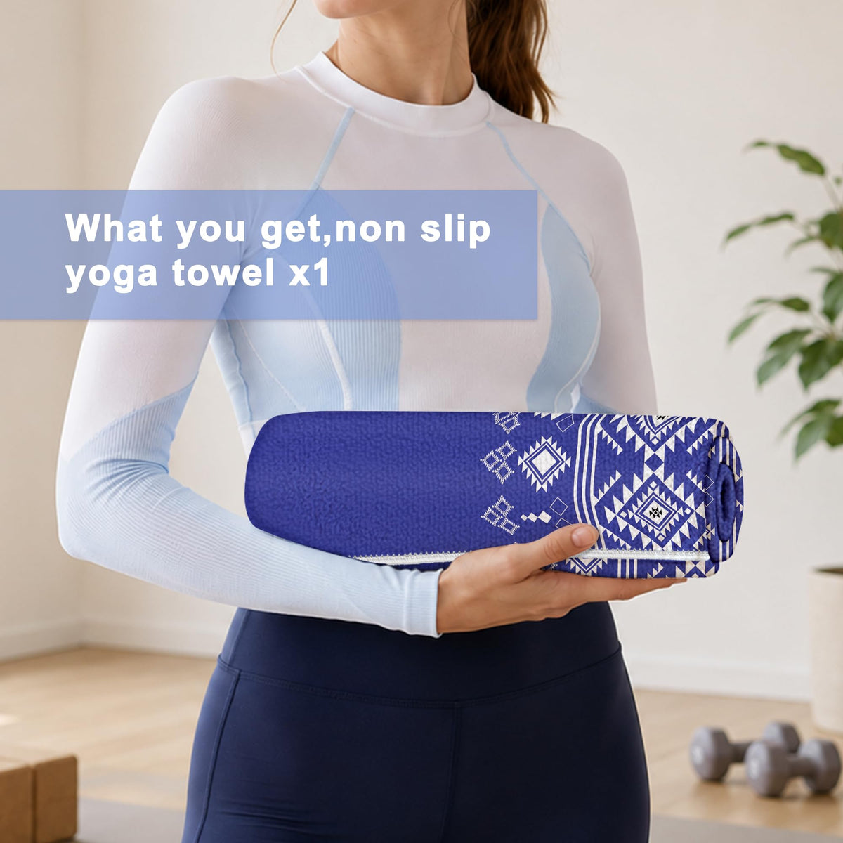 Yoga Towel Absorbent Yoga Mat Towel for Hot Yoga Non Slip (Rhombus Geometry / Casual)