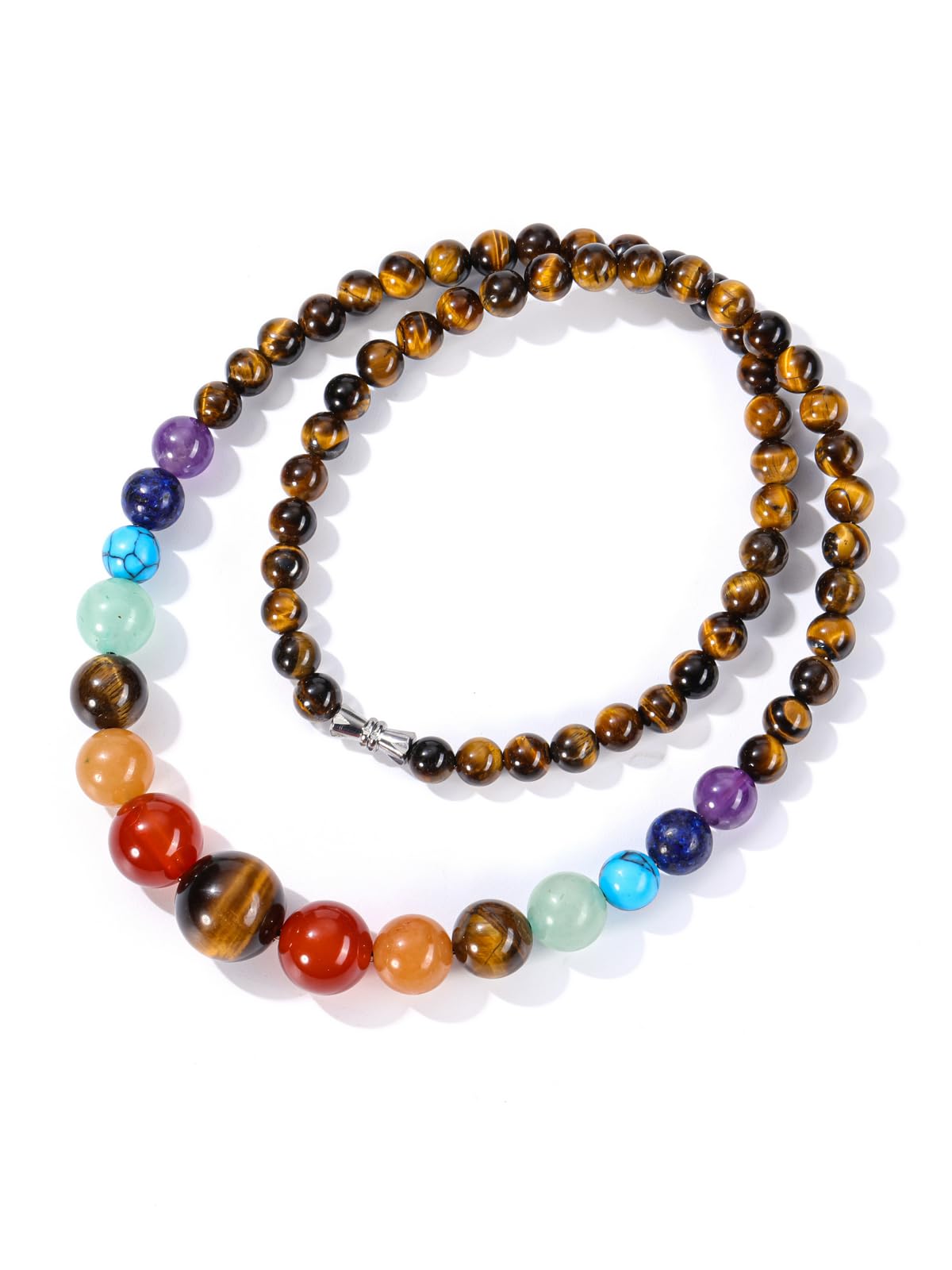 Natural 7 Chakra Gemstone Tiger Eye Necklace for Women (Tiger Eye Crystal)