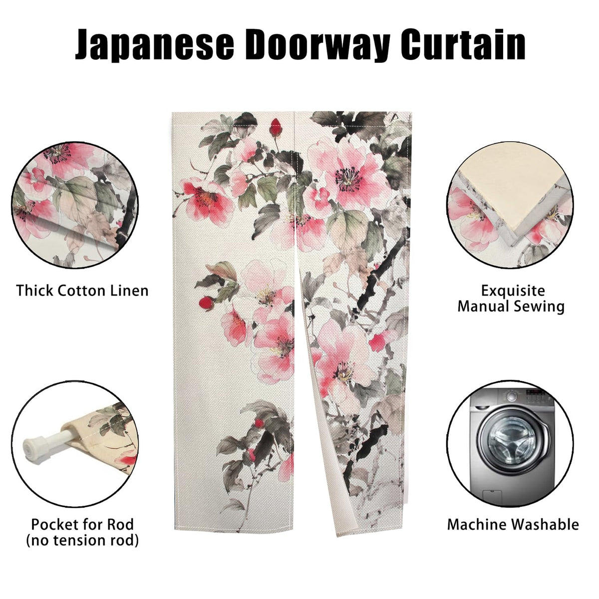 Japanese Noren Doorway Curtain (Pink02)