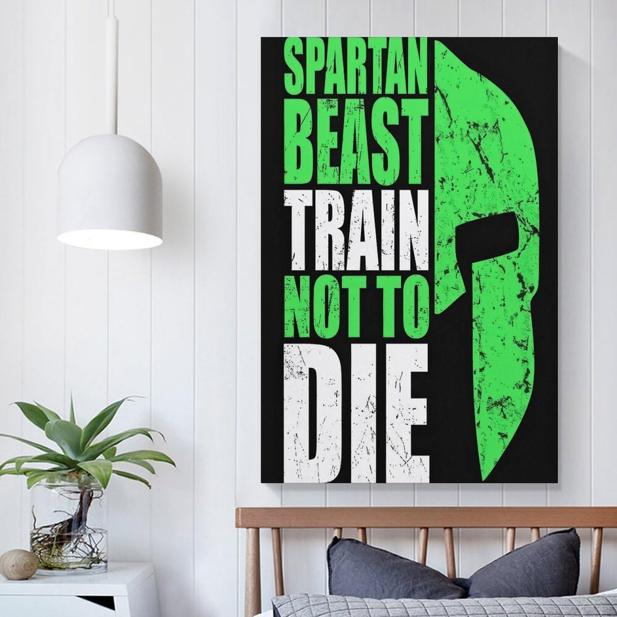Spartan Beast Train Not To Die Canvas Printing Wall Art Prints Wall Decor Posters Motivational Warrior Typography Black Green Gym Office Bedroom Living Room Fitness Decor 24x36inch (style-26 / 24x36inch(60x90cm) Unframe)