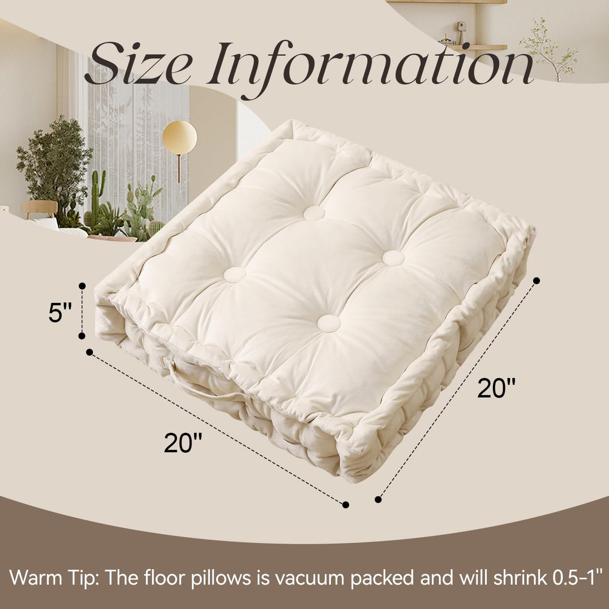 Square Floor Pillows (2 Pack / Ivory)