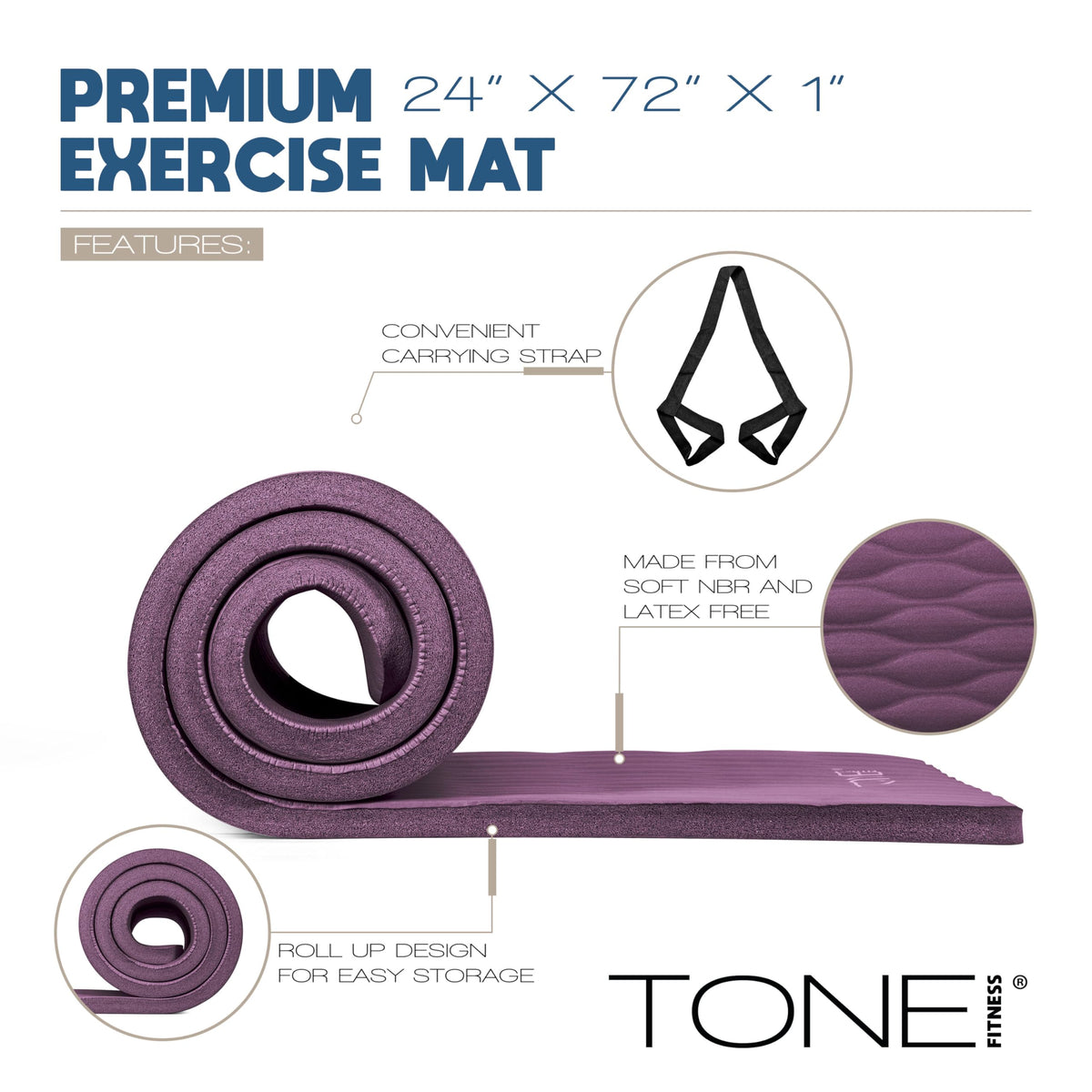 1" Extra Thick Yoga Mat (Mesh / Purple)