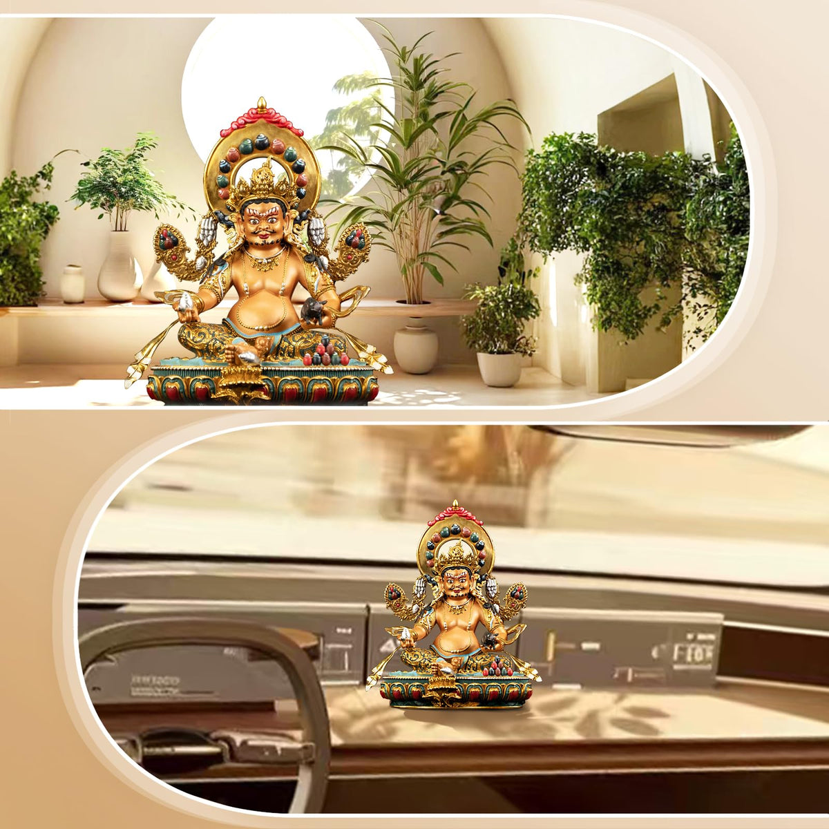 Yellow Jambhala Buddha Statue Indoor Meditation Decor Gift (Yellow Jambhala / 5.91in)