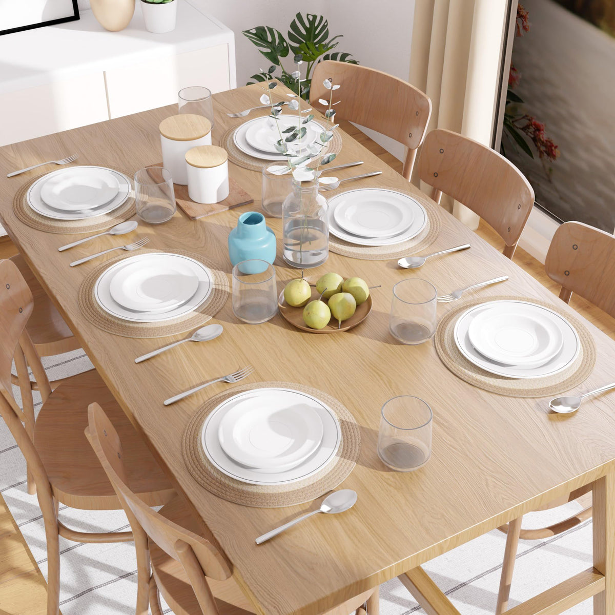 Placemats Round Cotton Dining Table Mats 13" (Off White & Beige / 13" (Set of 6))