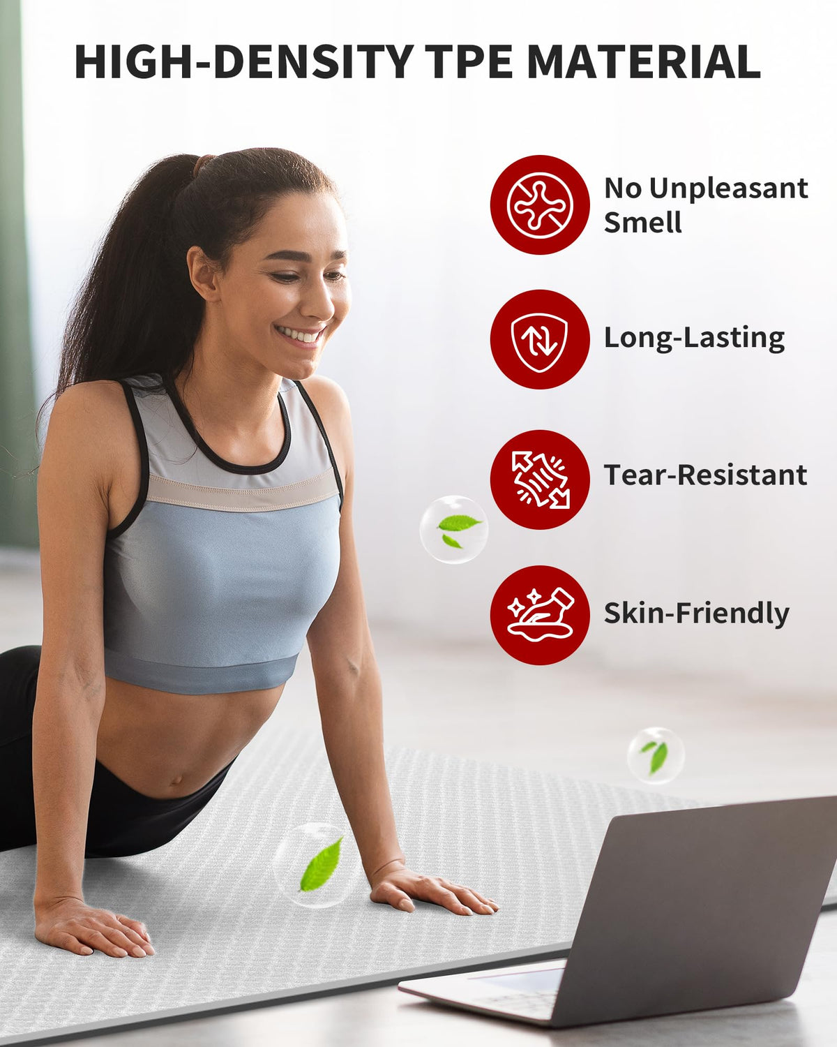 Large Yoga Mat for Men and Women 1 (GRAY / 6mm)