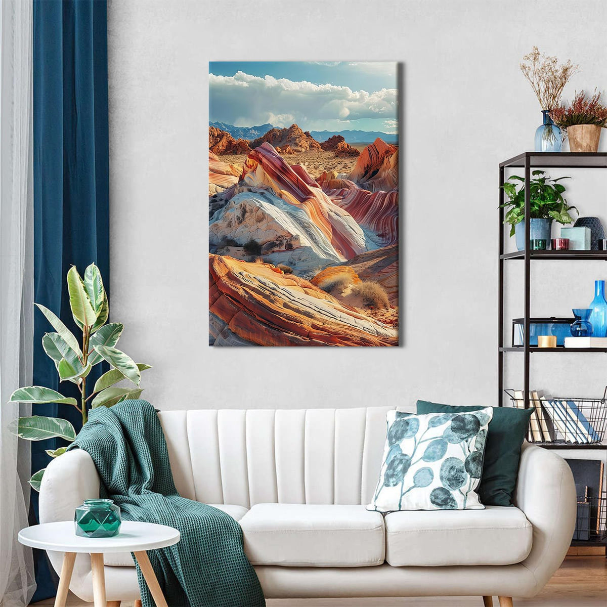 Extra Large Canvas Wall Art Valley of Fire State Park Nevada Nature Landscape Poster of the USA Blue Sky Background Poster HD Printed Painting Artwork for Bathroom Office Living room Decoration 32x48” (32"L x 48"W / FSPFJ11)