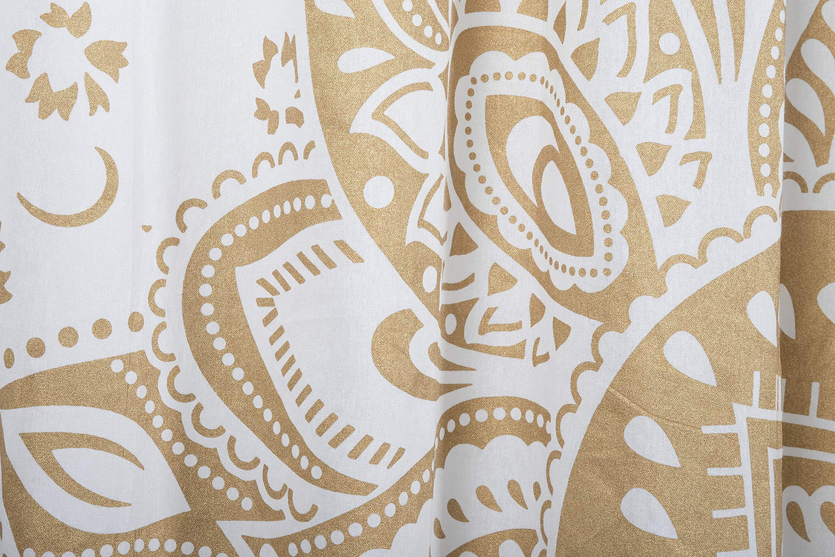 Indian Hippie Bohemian Beautiful Passion Ombre Color Mandala Curtain Panels White Gold (25"W x 74"L (Pack of 2) / Gold)