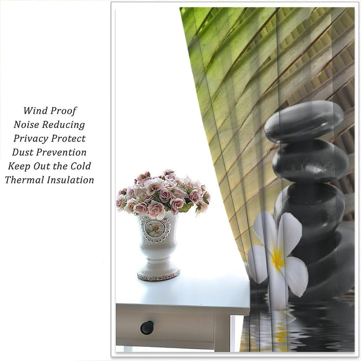 Zen Spa Blackout Curtains for Kitchen Japanese Asian Bamboo Plant Spa Flowers Style Window Treatments Print for Boys Girls Bedroom Living Room 84x84in (42"W x 84"L (Pack of 2) / Zen-12)