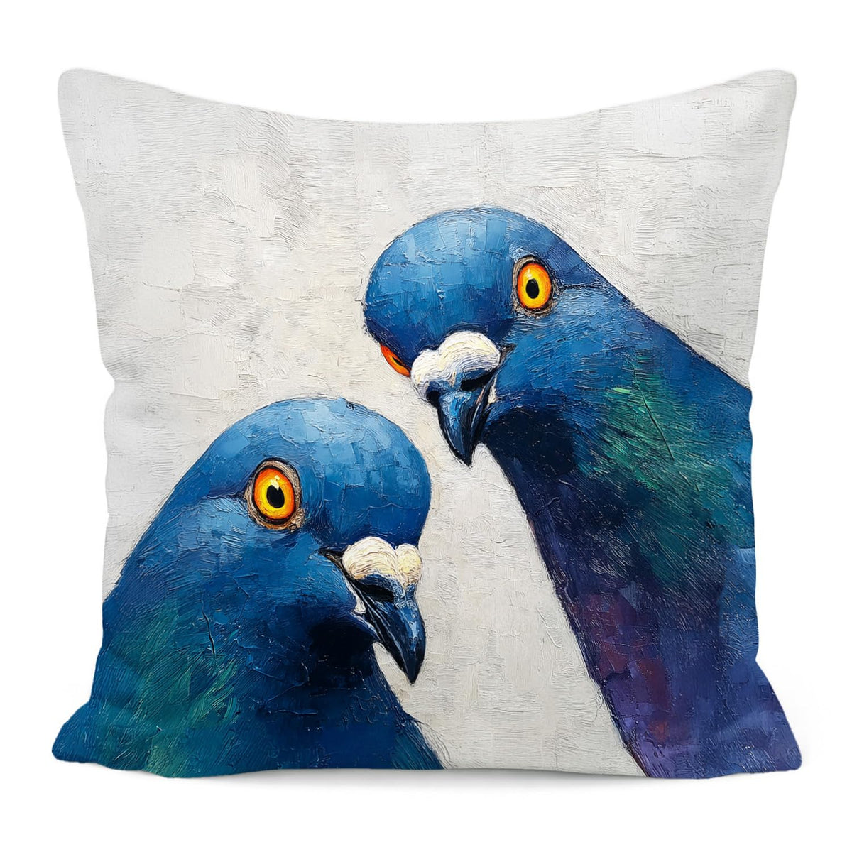 Funny Blue Pigeon Bird Pillow Cover 18x18 (White-bird 3)