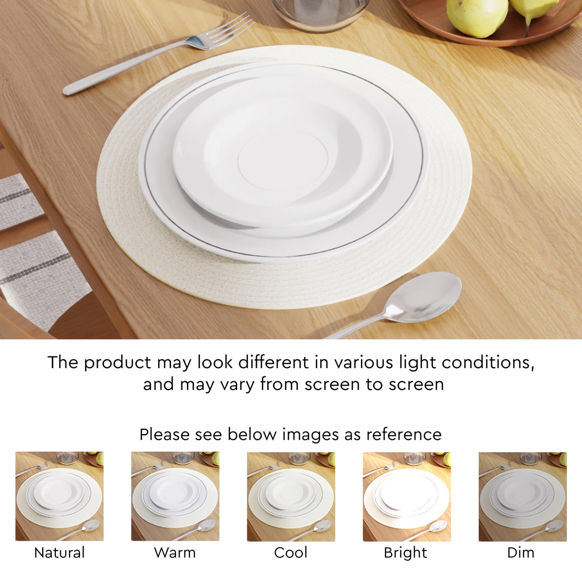Placemats Round Cotton Dining Table Mats 13" (Off White / 13" (Set of 6))