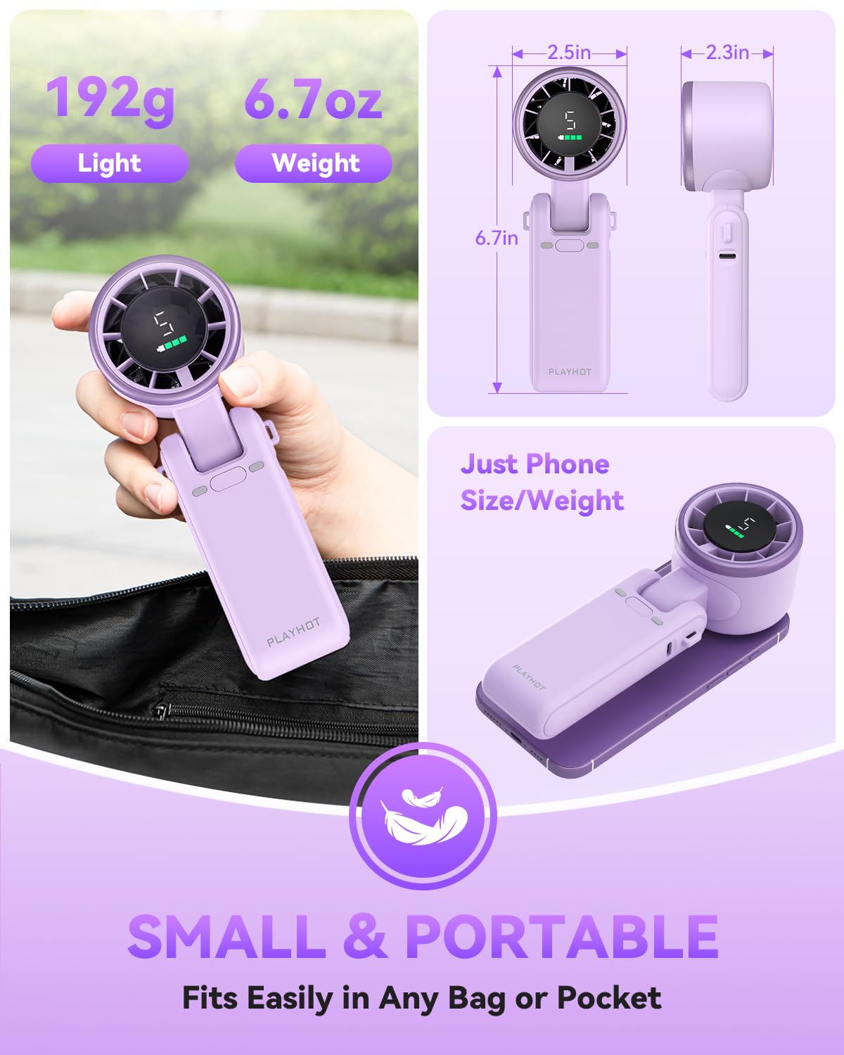 Portable Handheld Turbo Fan (Purple)