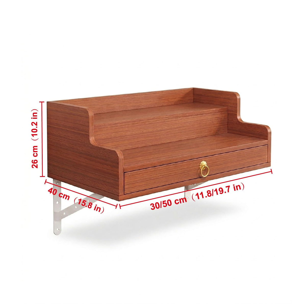 2 Tier Wall Mounted Buddha Altar Shelf with Drawer (Wood / 30CM/11.8IN)