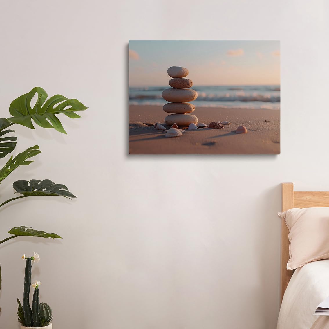 Zen Beach Stones and Shells Wall Art (Wood Framed-5 / 11"L x 14"W)