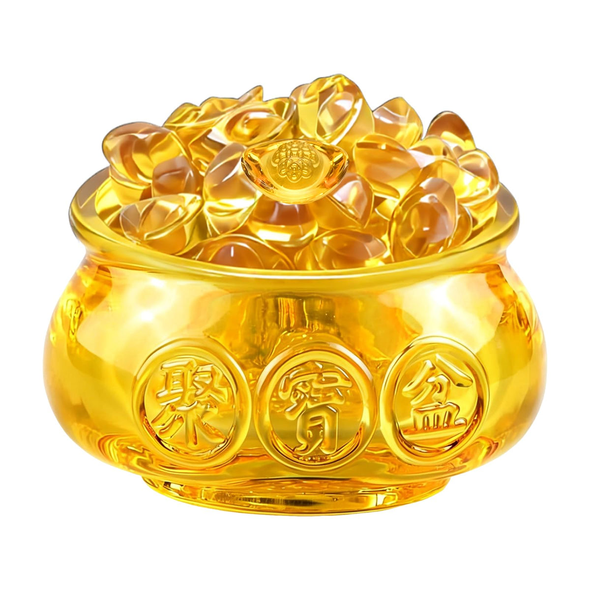 3.95" Golden Wealth Basin with 108 Crystal Ingots (3.95inches)