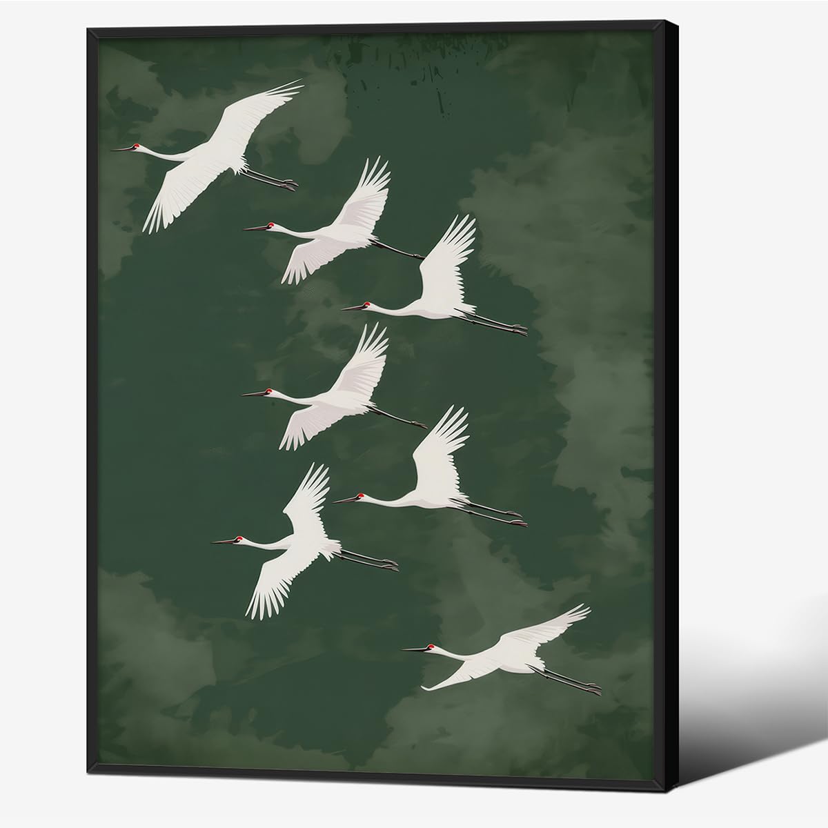 Japanese Flying Black Framed Wall Art Vintage Bird Pictures Decor Poster 11x14 inch Rustic Nature Animal Canvas Prints Minimalist Home Decor for Asian Style Living Room Bedroom Office Zen Ready to hang (Black Framed / Japanese Canvas / 14"L x 11"W)