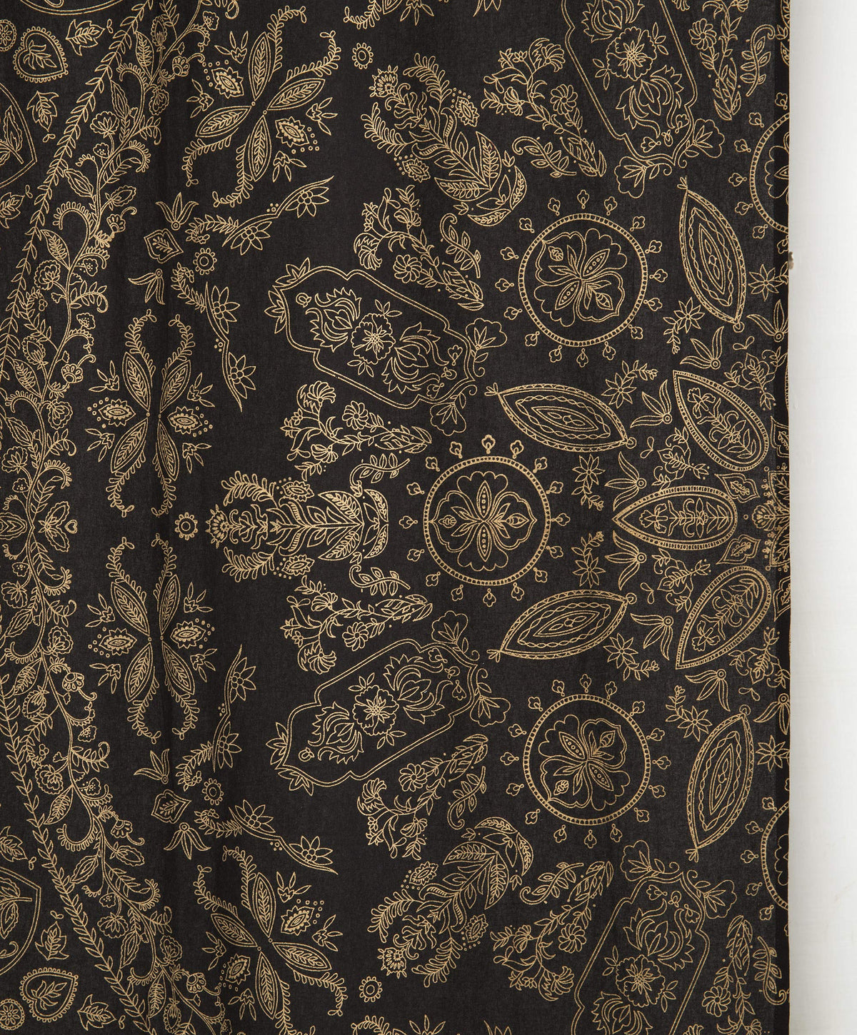 Indian Hippie Mandala Bohemian Beautiful Black Gold Window Drapery Curtain Bedroom Living Room Balcony Valance Panels (38"W x 83"L (Pack of 2) / Black Gold)
