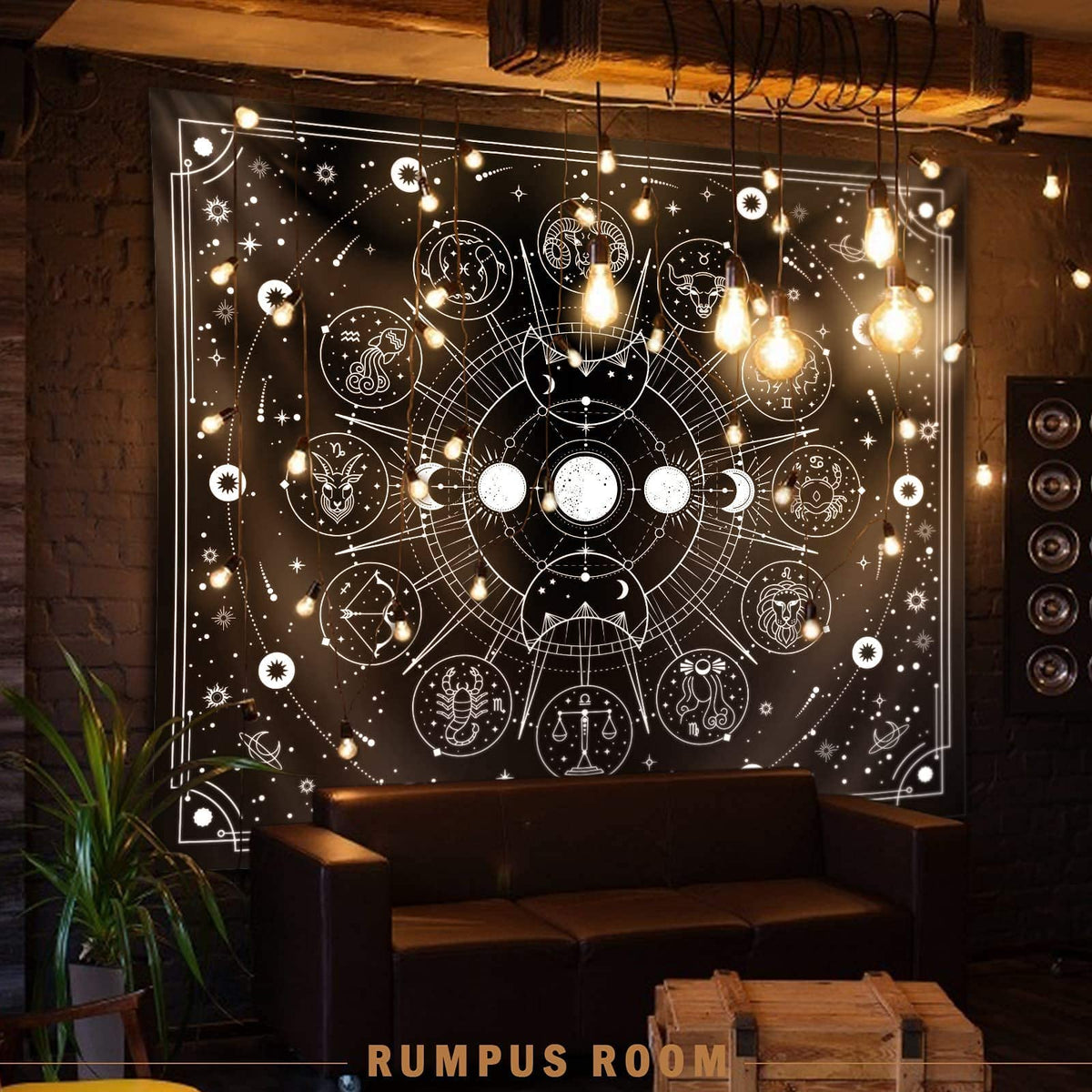 Zodiac Astrology Witchy Wall Tapestry (Multicolor / 78"L x 59"W)