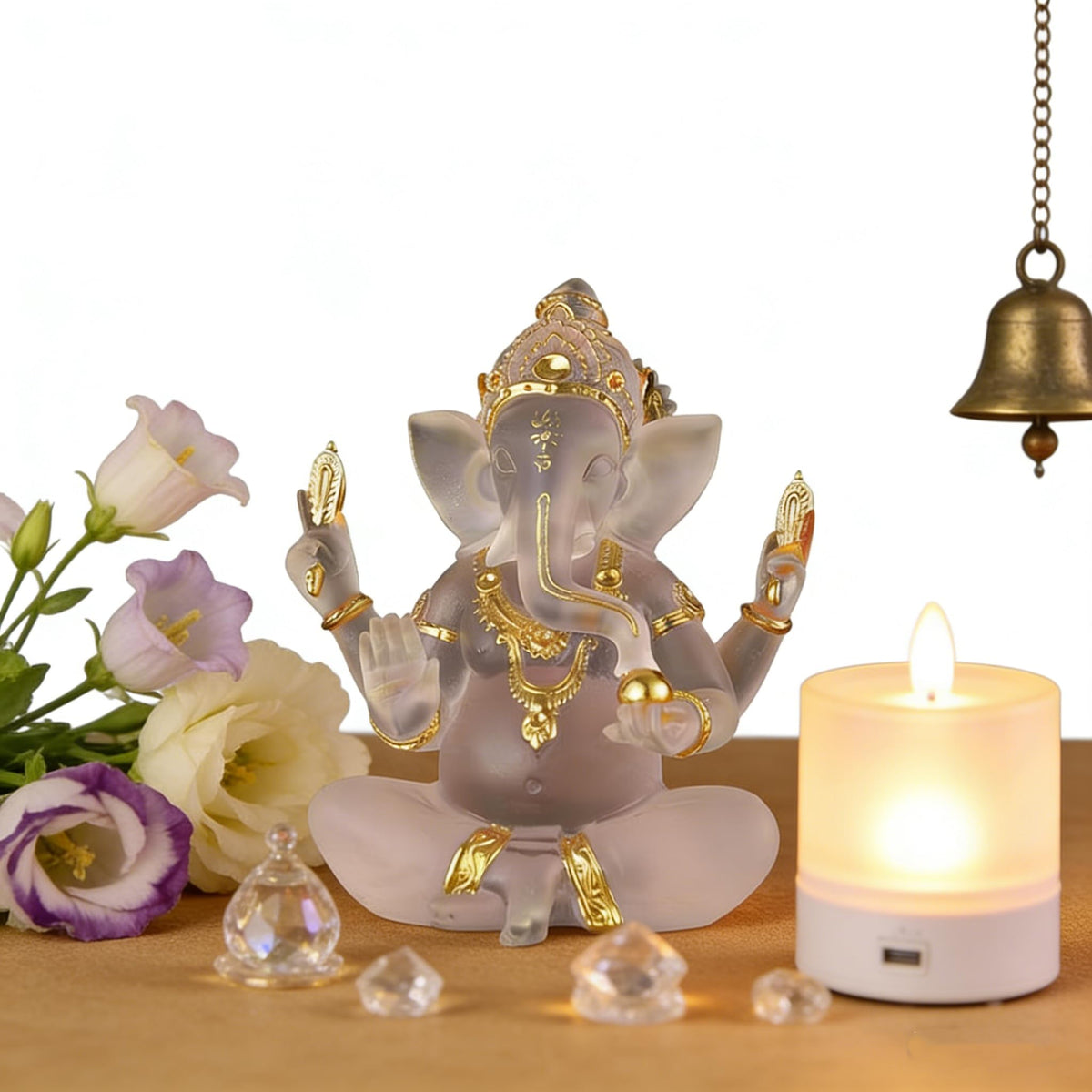 Indian God Lord Ganesha Statue (Transparent / 7.08")