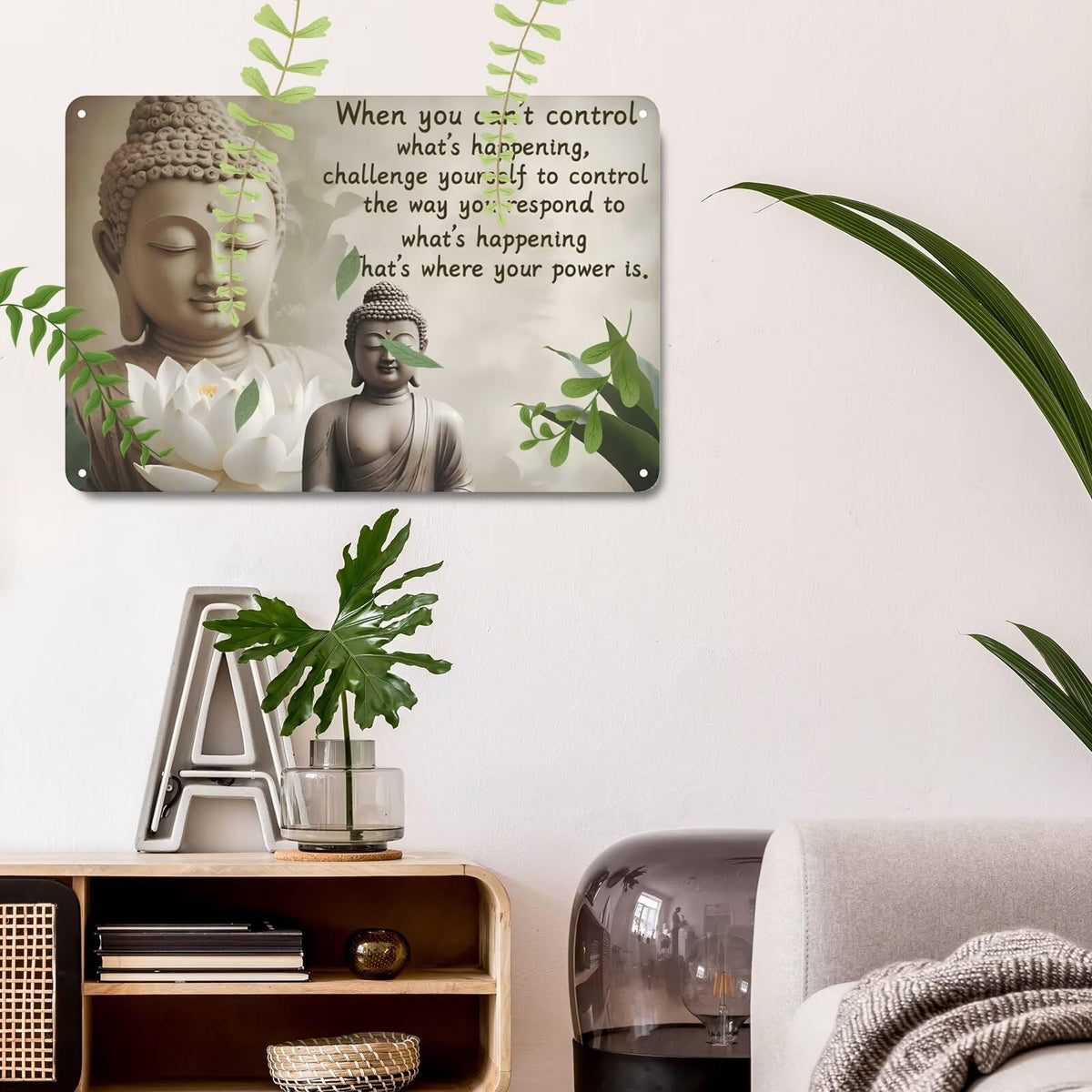 Buddhist Prayer Metal Sign Wall Decor Buddhist Prayer Sign Retro Religious Metal Sign (Buddhist Prayer / 12x16 Inch)