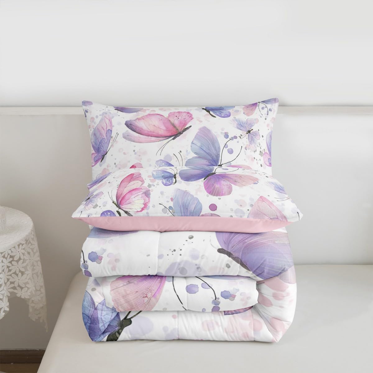 Girls Butterfly Comforter Set Twin Size Bedding Set (Multi 816 / Twin)