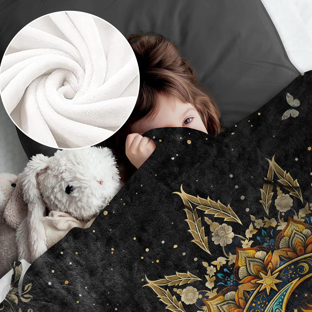 Boho Moon and Sun Blanket for Spiritual Lovers (50x40 Inch / Boho)