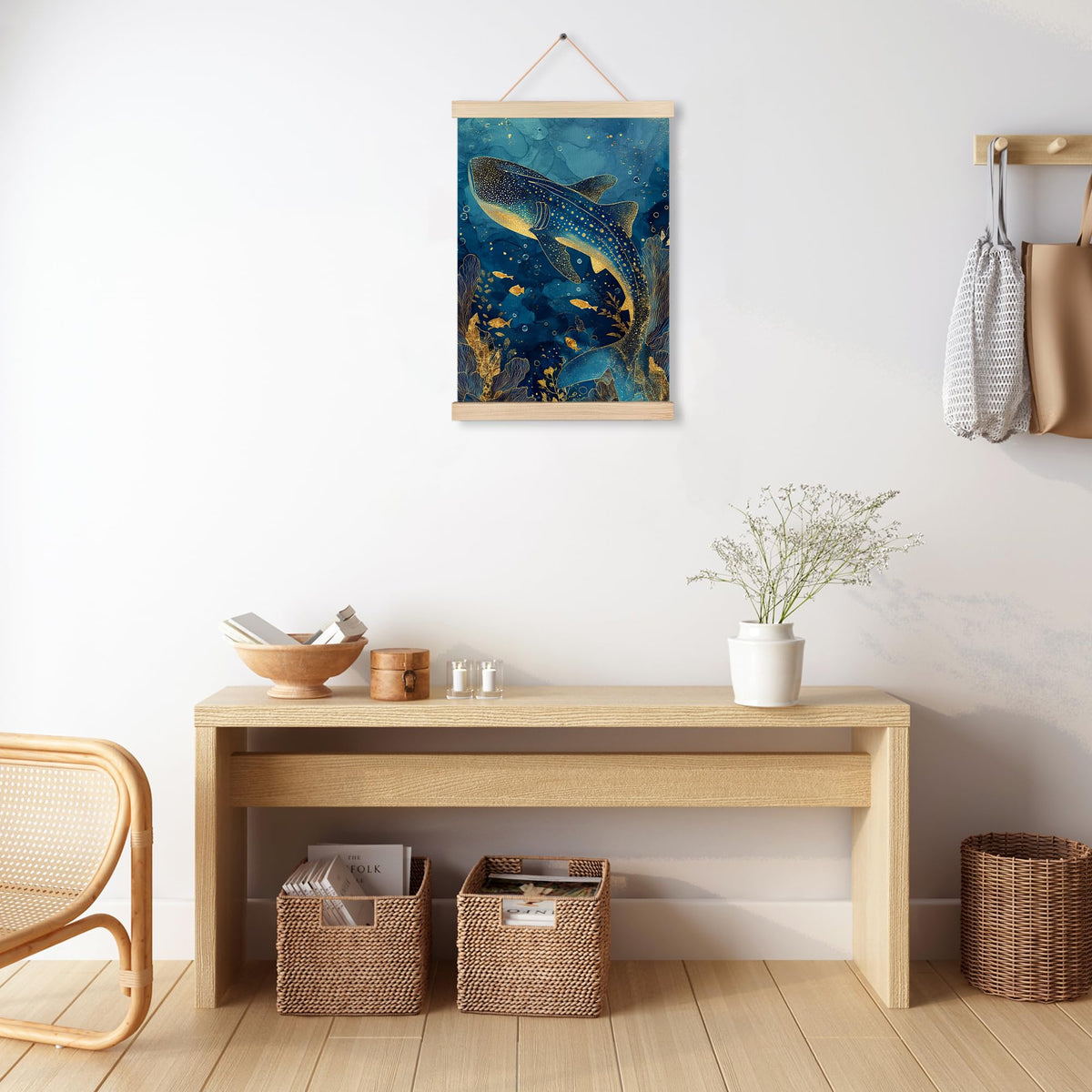 Blue and Gold Whale Shark Wall Art Decor (Blue and Gold Whale Shark Wall Art)