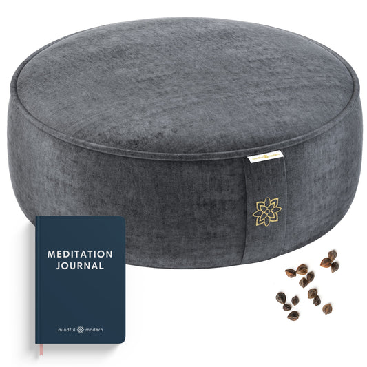 Mindful & Modern Velvet Meditation Cushion (Graphite Grey)