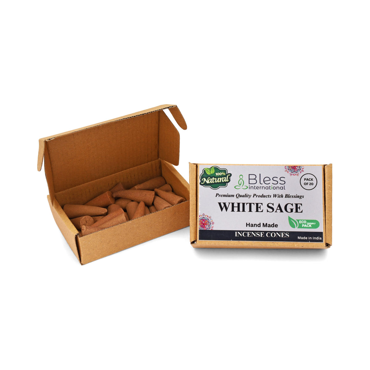 Bless International White Sage 100% (White Sage / Pack Of 20 Cones)