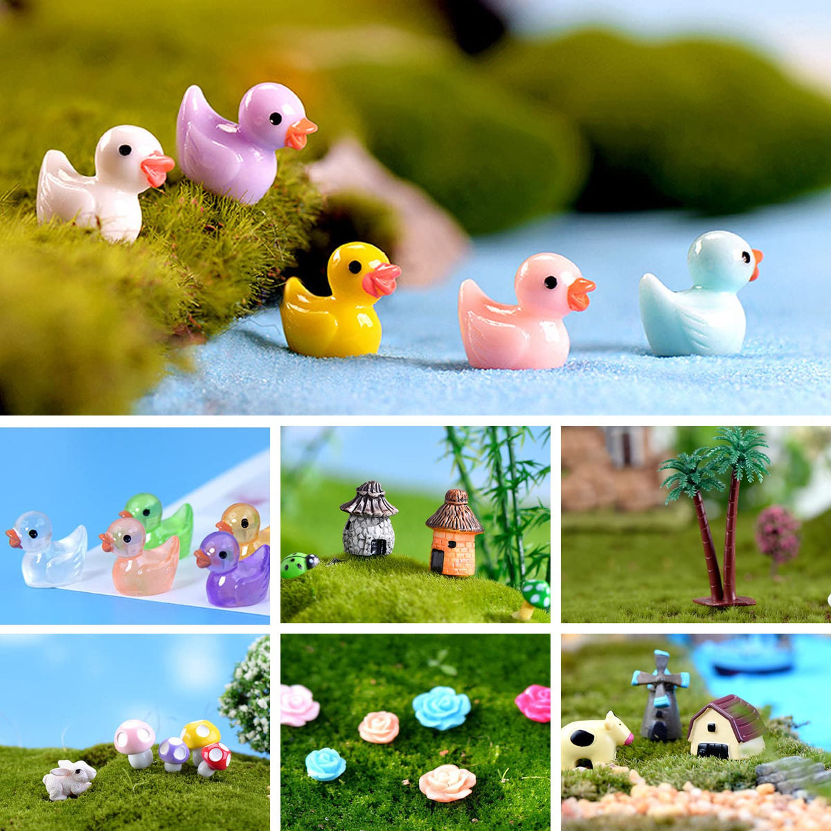 200 Pieces Fairy Garden Accessories (200 Fairy Garden Accessories, Mini Resin Duck)