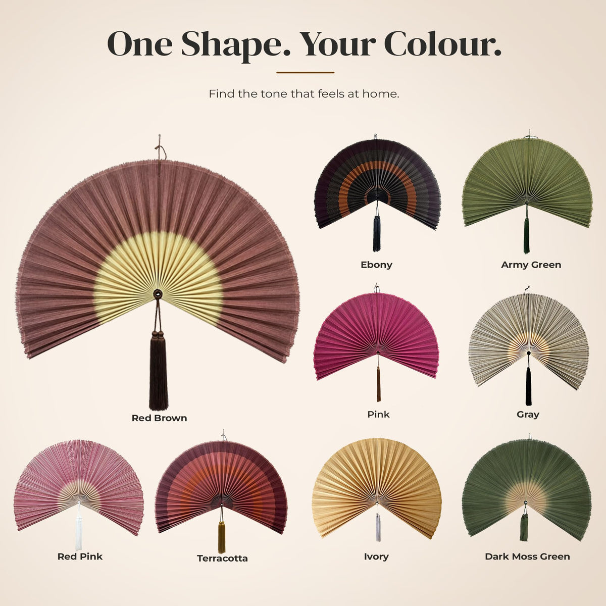 Bamboo Fan Wall Decor (Redbrown / 60inch)