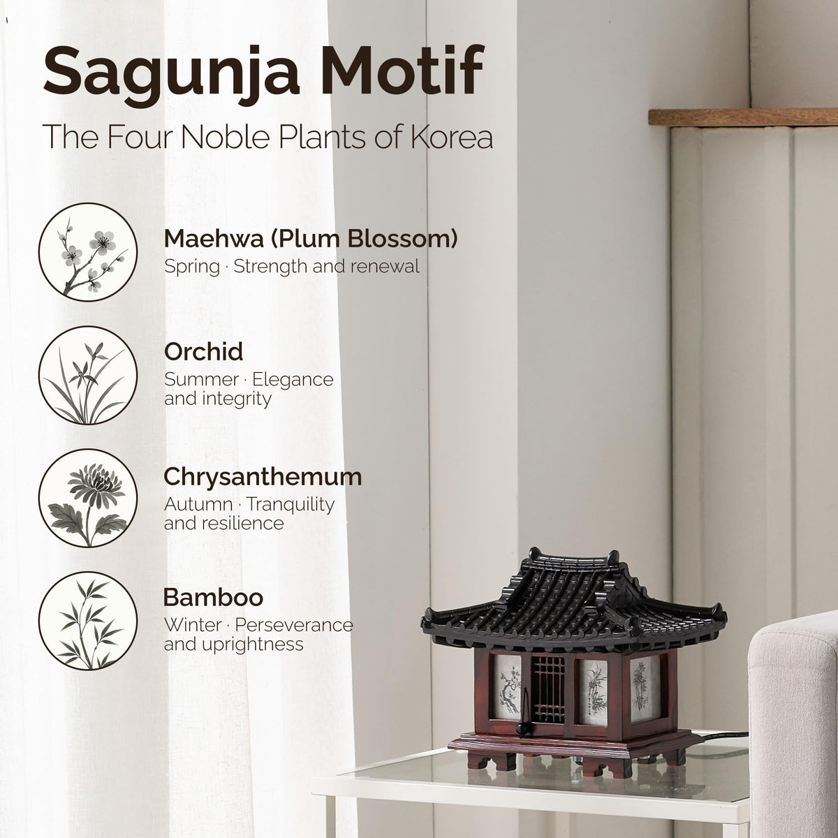 Traditional Korean Wood Lamp (Hanok)