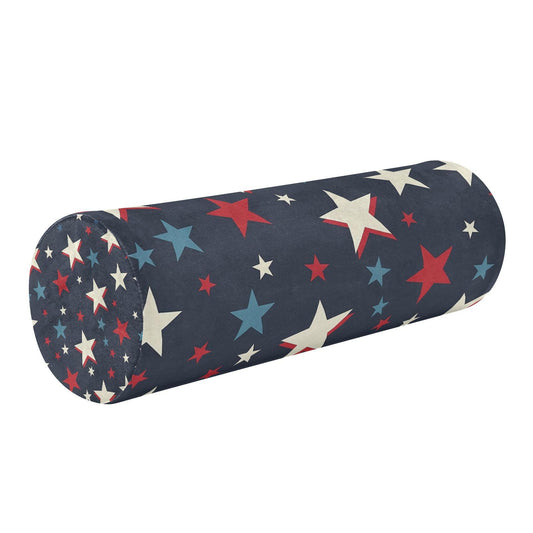 Neck Roll Pillow Bolster Round Health Memory Foam Long Cervical Cylinder Body Pillows with Removable Washable Cover Bed Legs Back Yoga Stars Blue July 4th Patriotic (Star 15)