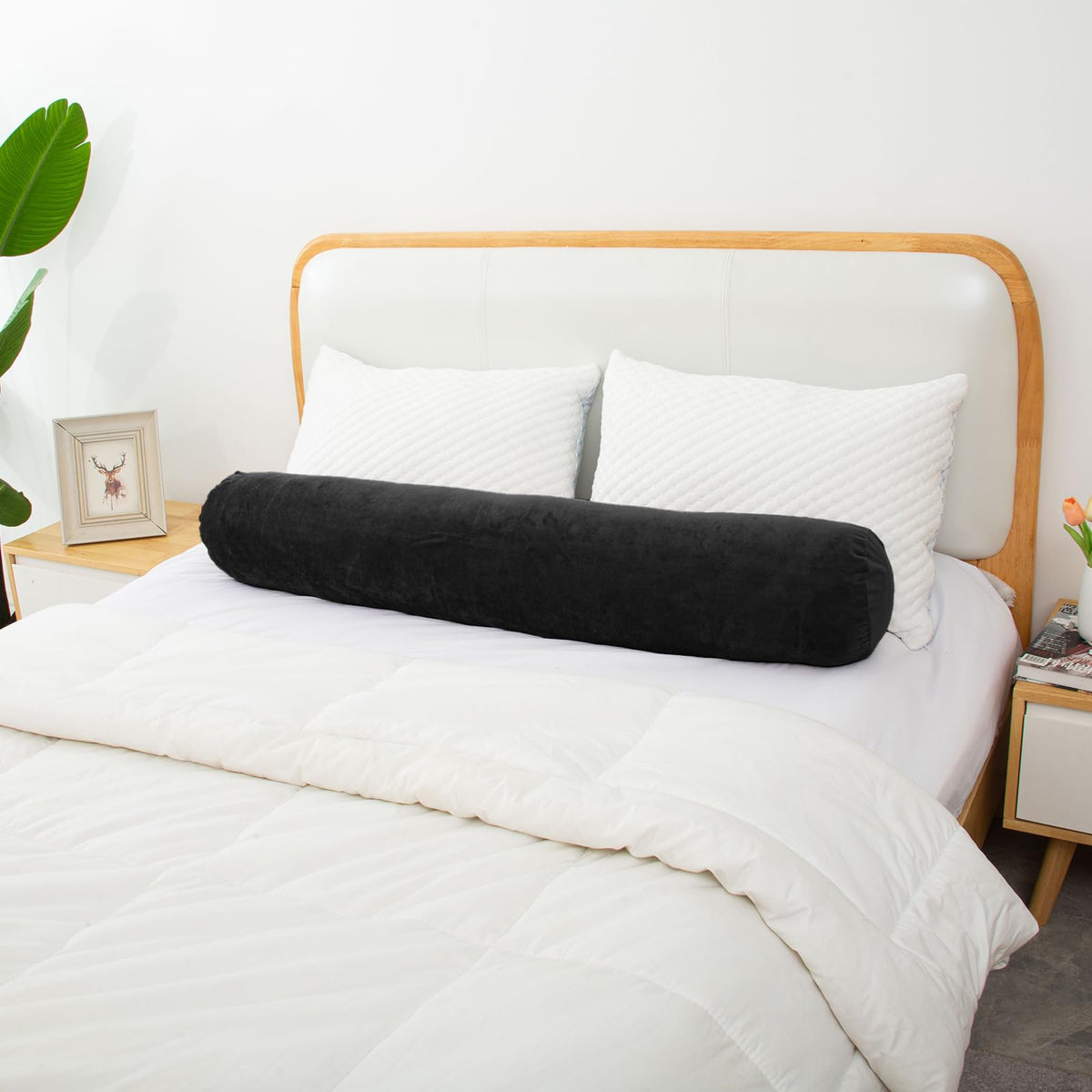 Round Body Pillow for Adults (Black / 47 inch)