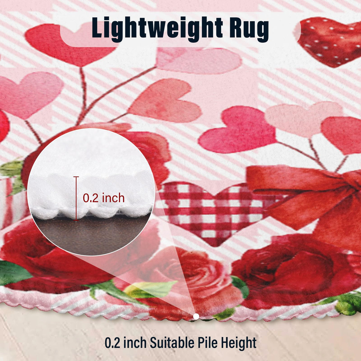 Valentines Day Round Area Rug 4ft (Love-valentines / 4' (Round))