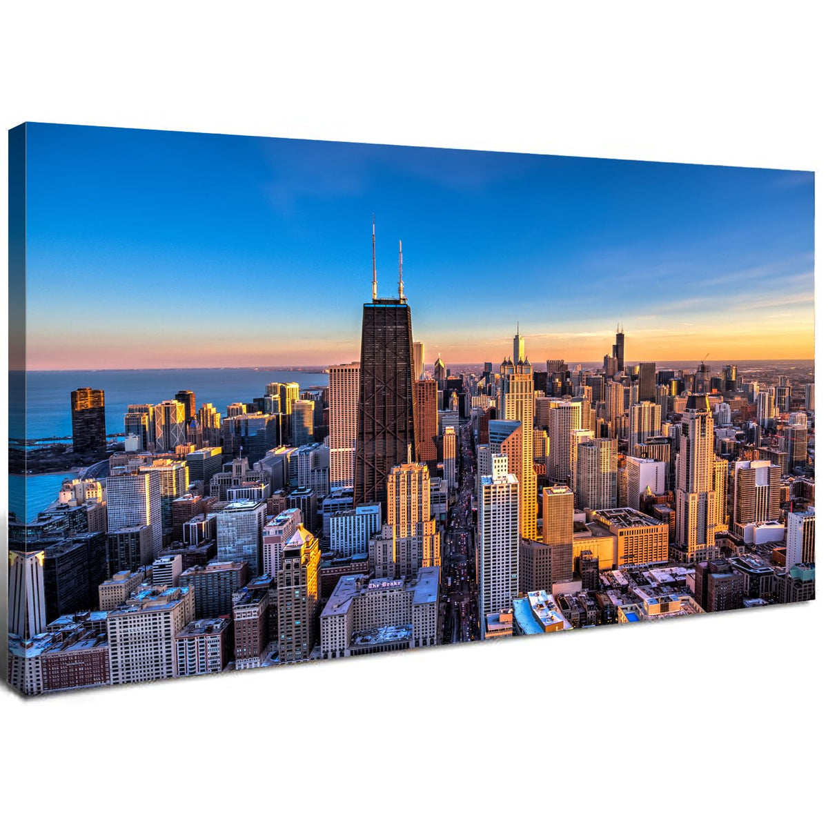 Chicago Skyline Wall Art Chicago City Wall Decor Night Cityscape Canvas Prints Pictures City Skyscraper Painting Poster Modern Artwork for Kitchen Bedroom Living Room Home Decoration 24x48” (48"L x 24"W / Chicago)