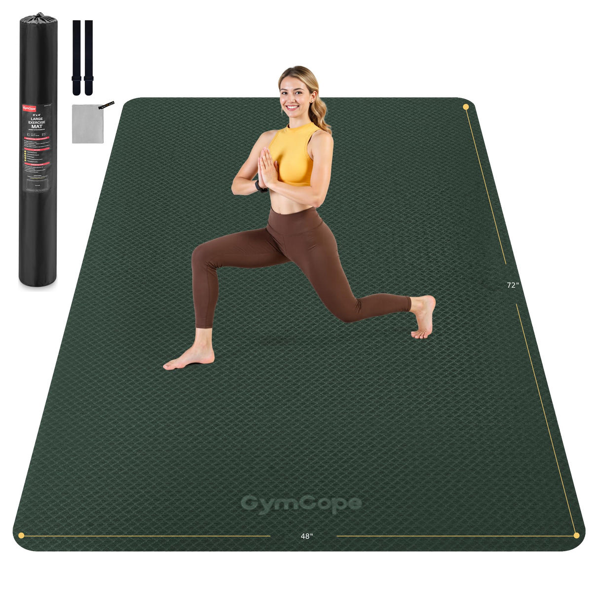 Extra Large Yoga Mat (72x48x1/2inch / Dark Green)