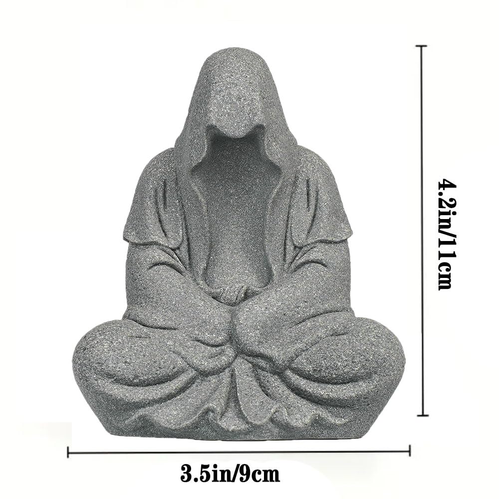 Aquarium Buddah Statue Sandstone Zen Buddha Sculptures for Garden Fish Tank Home Decorations (A)