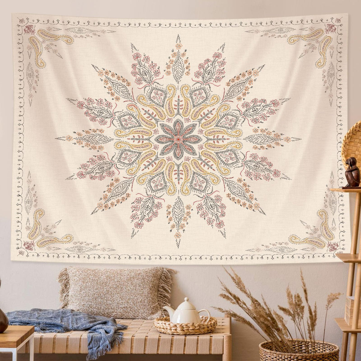 Bohemian Tapestry Wall Hanging (80"L x 60"W / WhiteSimple)
